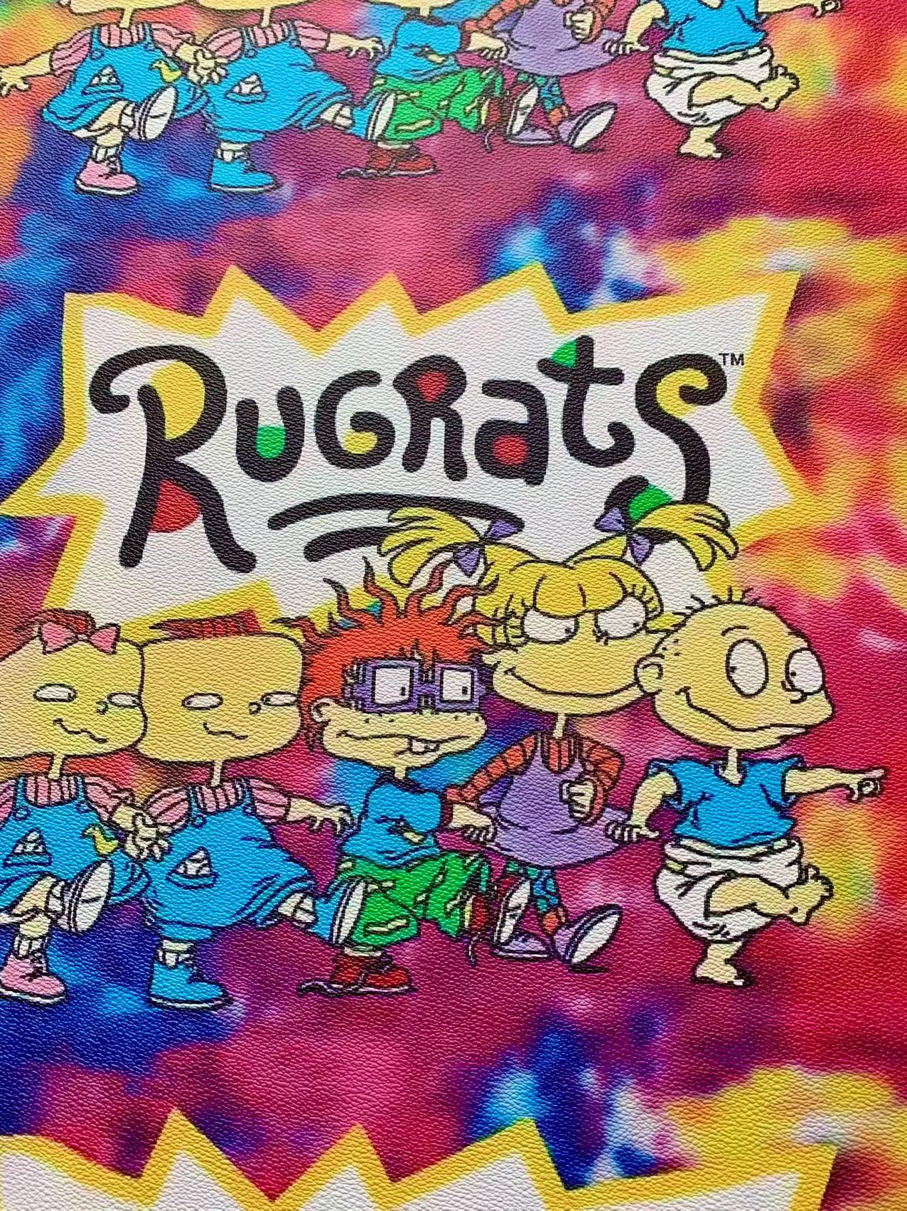 Fashion Rugrats Cartoon Design Leather Fabric For Artist Handmade Shoes ,Bags ,Sneakers By Yards