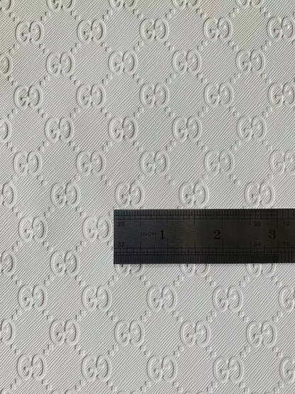 Fashion White Gucci Embossed Leather Fabric For Handmade Shoes ,Bags Handicraft Goods By Yards