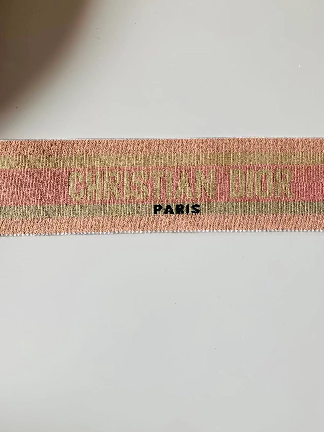 Christian Dior Paris 2.5 inch Elastic Strap ,Handmade Striped Ribbon Trim Embroidered For shoes ,Bags ,Clothing ,Handicrafts By Yard (Pink)