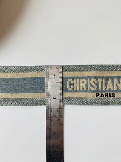 Christian Dior Paris 2.5 inch Elastic Strap ,Handmade Striped Ribbon Trim Embroidered For shoes ,Bags ,Clothing ,Handicrafts By Yard (Blue)