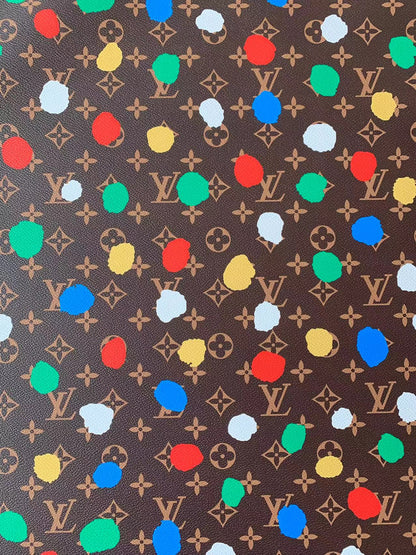 New LV With Colorful Point Design Leather Fabric For Handmade Shoes ,Bags ,HandicraftBy Yard