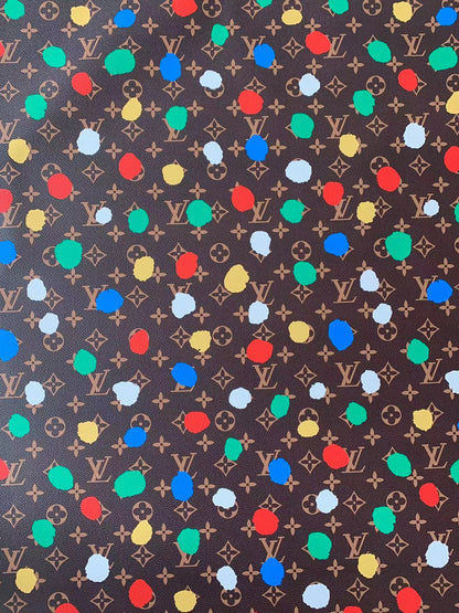 New LV With Colorful Point Design Leather Fabric For Handmade Shoes ,Bags ,HandicraftBy Yard