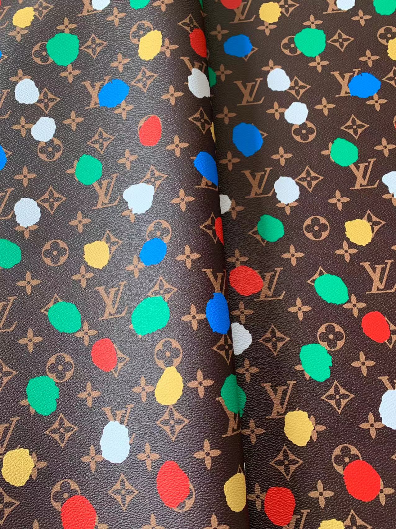 New LV With Colorful Point Design Leather Fabric For Handmade Shoes ,Bags ,HandicraftBy Yard