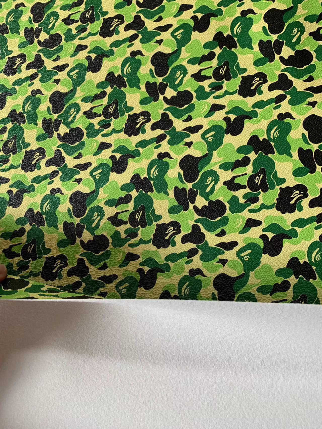 New Bape Fashion Custom Leather Fabric For Bags Leather Shoes Custom Leather By Yard (Cyan)