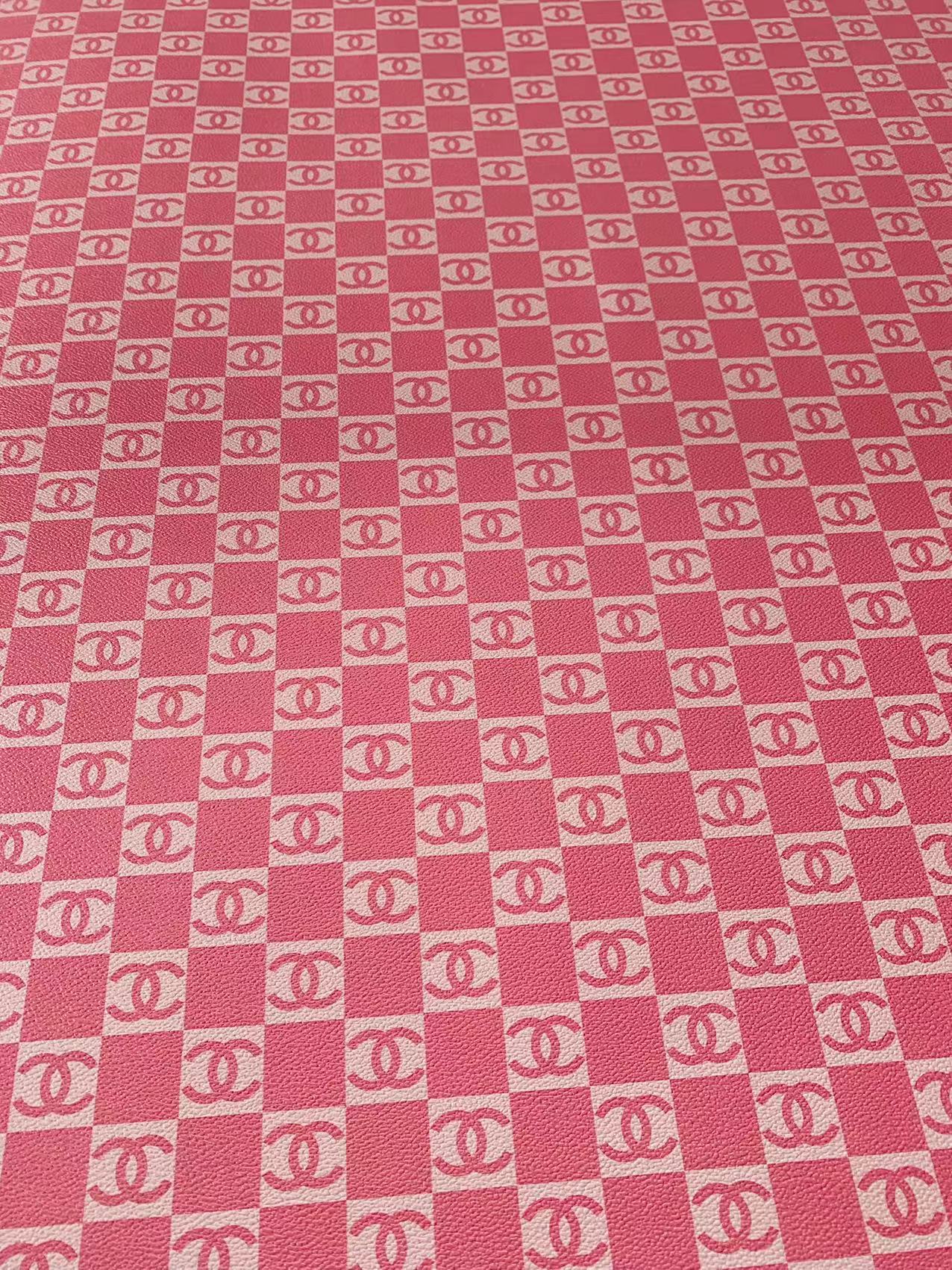 Fashion 1 inch Size Pink Chanel Design Leather Fabric For Handmade Handicraft Goods By Yards