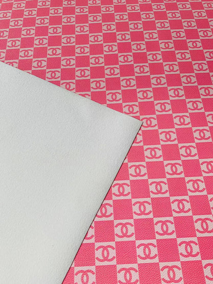 Fashion 1 inch Size Pink Chanel Design Leather Fabric For Handmade Handicraft Goods By Yards