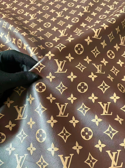Craft Brown LV Monogram Soft Leather For Handmade Snoes,Upholstery Clothing Leather By Yard