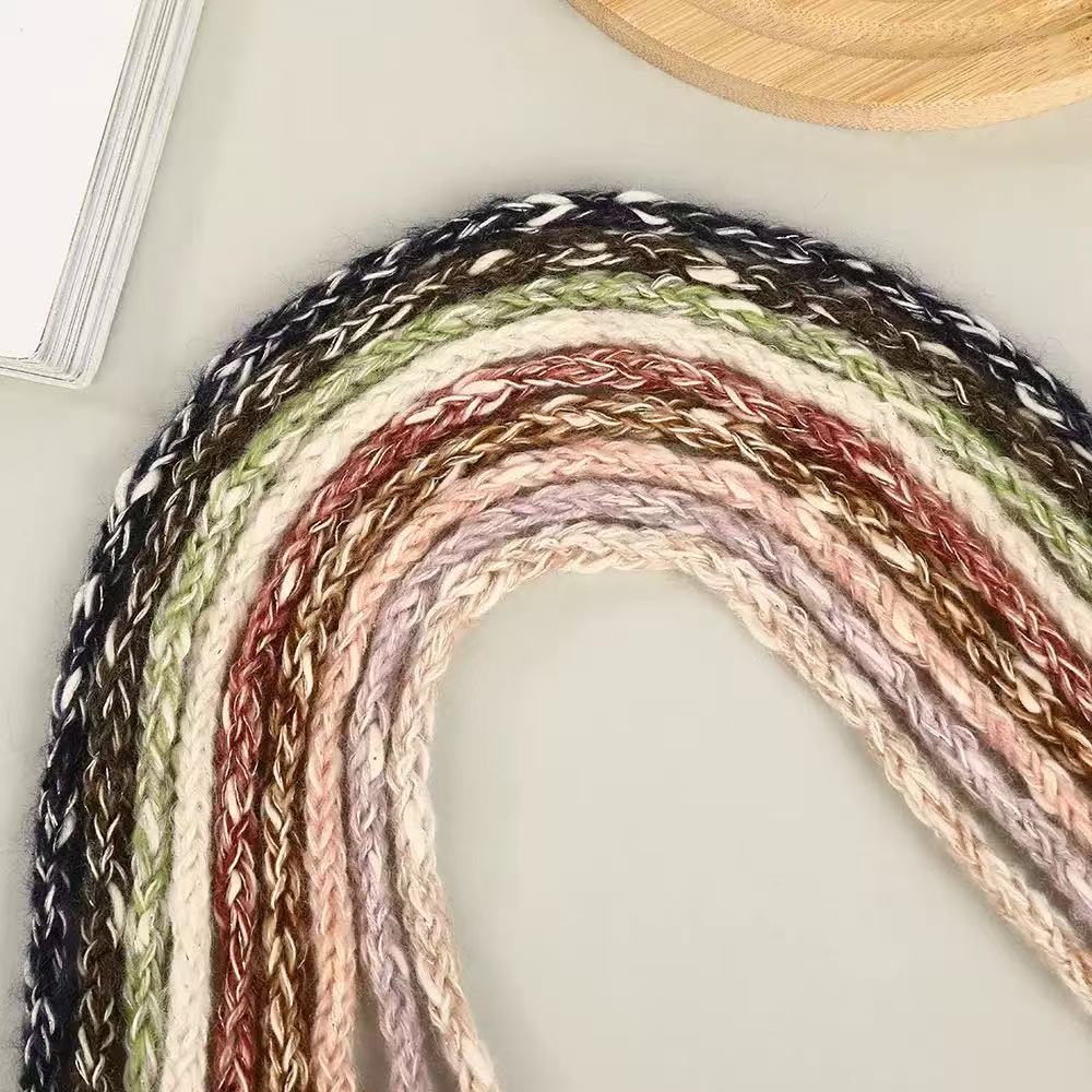 Craft 8MM Wool with Polyester Blended Yarn For Handmade DIY Sewing ,Shoelace Goods By Yard