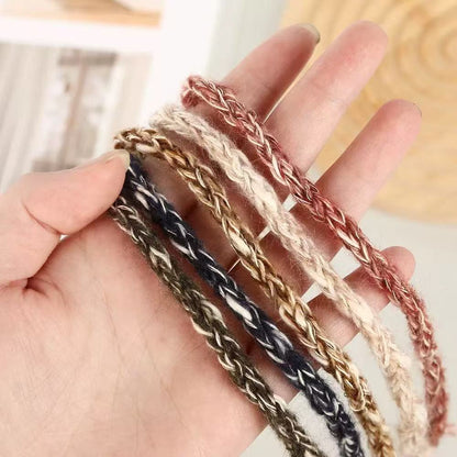 Craft 8MM Wool with Polyester Blended Yarn For Handmade DIY Sewing ,Shoelace Goods By Yard