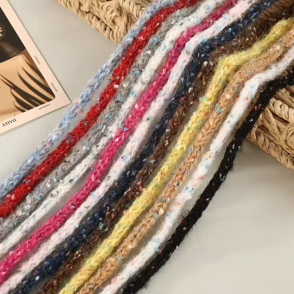 Craft 8MM Wool with Polyester Blended Yarn For Handmade DIY Clothing Goods By Yard