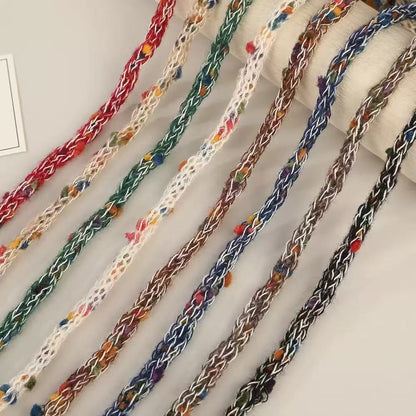 Craft 8MM Wool with Polyester Colorful Blended Yarn For Handmade DIY Sewing ,Shoelace Goods By Yard