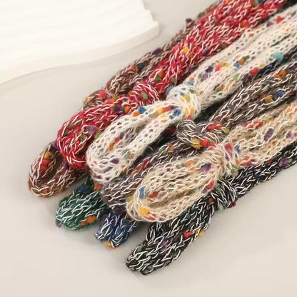 Craft 8MM Wool with Polyester Colorful Blended Yarn For Handmade DIY Sewing ,Shoelace Goods By Yard