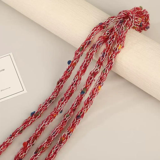 Craft 8MM Wool with Polyester Colorful Blended Yarn For Handmade DIY Sewing ,Shoelace Goods By Yard