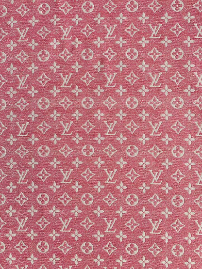 Tianchao Pink LV Denim Woven Jacquard fabric ,Jean Fabric For Handmade Goods By Yard