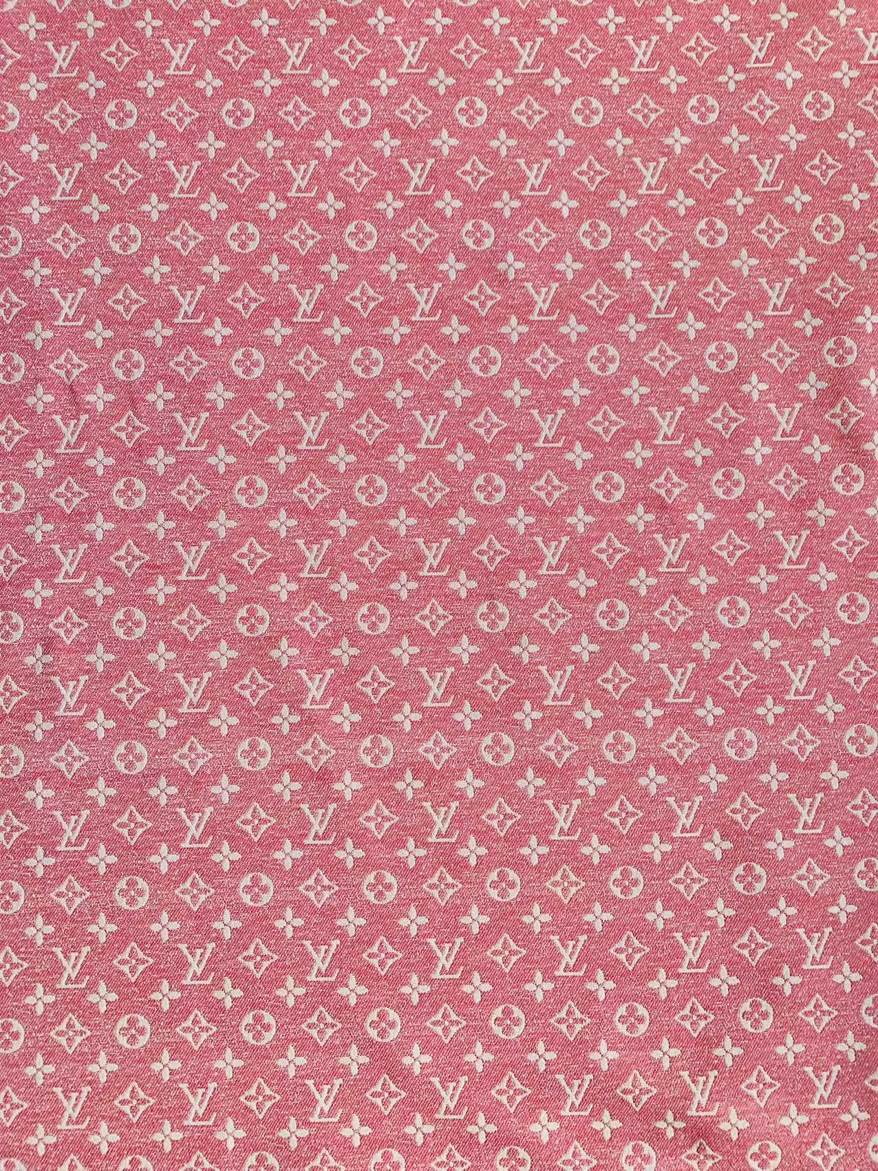 Tianchao Pink LV Denim Woven Jacquard fabric ,Jean Fabric For Handmade Goods By Yard