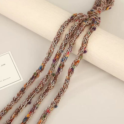 Craft 8MM Wool with Polyester Colorful Blended Yarn For Handmade DIY Sewing ,Shoelace Goods By Yard