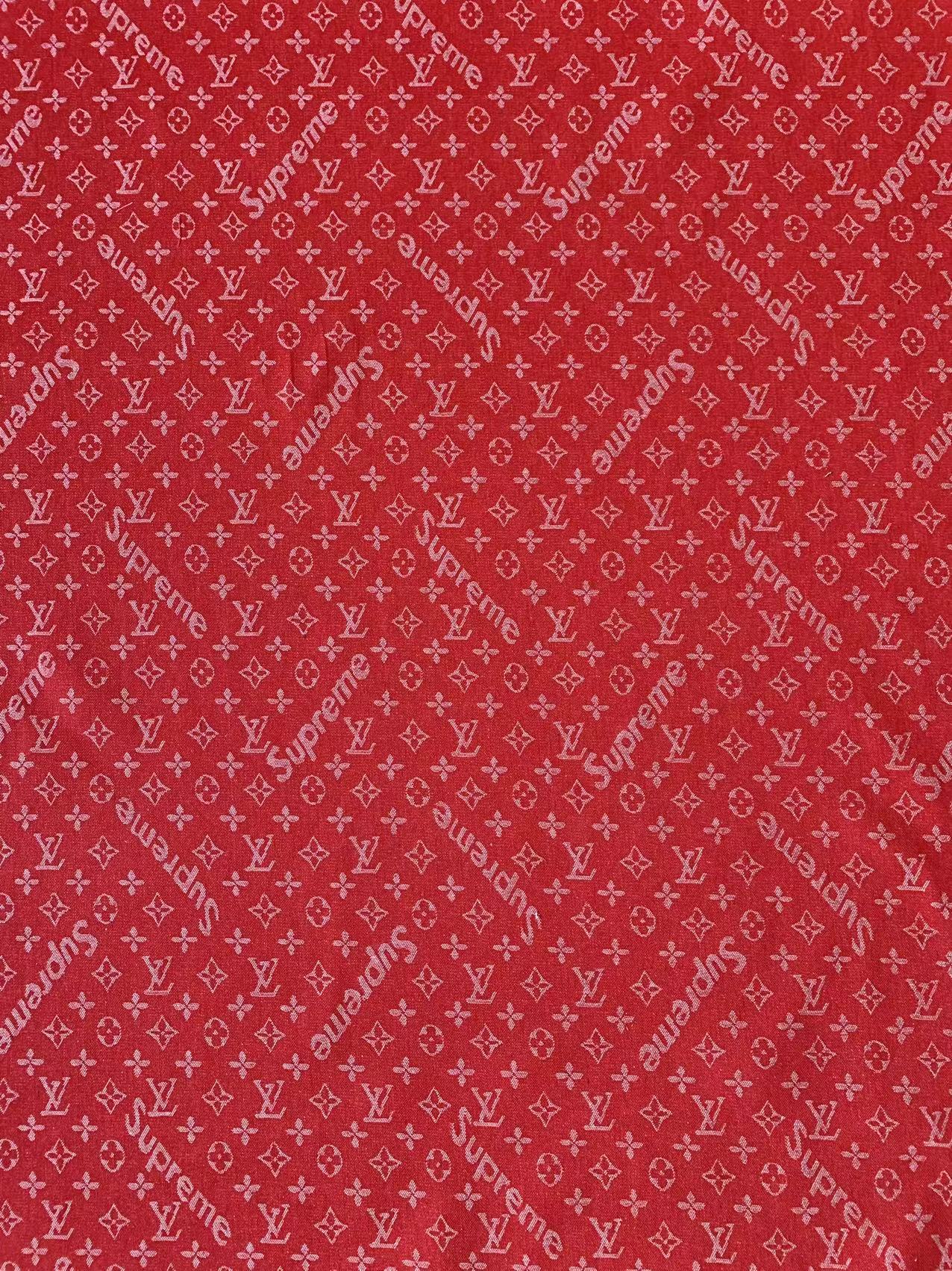 Classic Red LV With Supreme Denim Woven Jacquard fabric , Jean Fabric For Handmade Goods By Yard