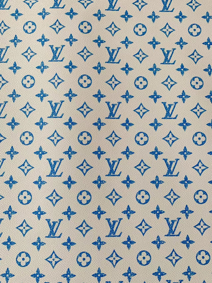 Tianchao New Design Blue LV Crack Vinly Leather Fabric For Handmade Sneakers,Bags and Handicraft Goods By Yard