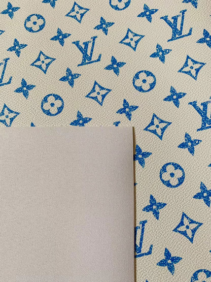 Tianchao New Design Blue LV Crack Vinly Leather Fabric For Handmade Sneakers,Bags and Handicraft Goods By Yard