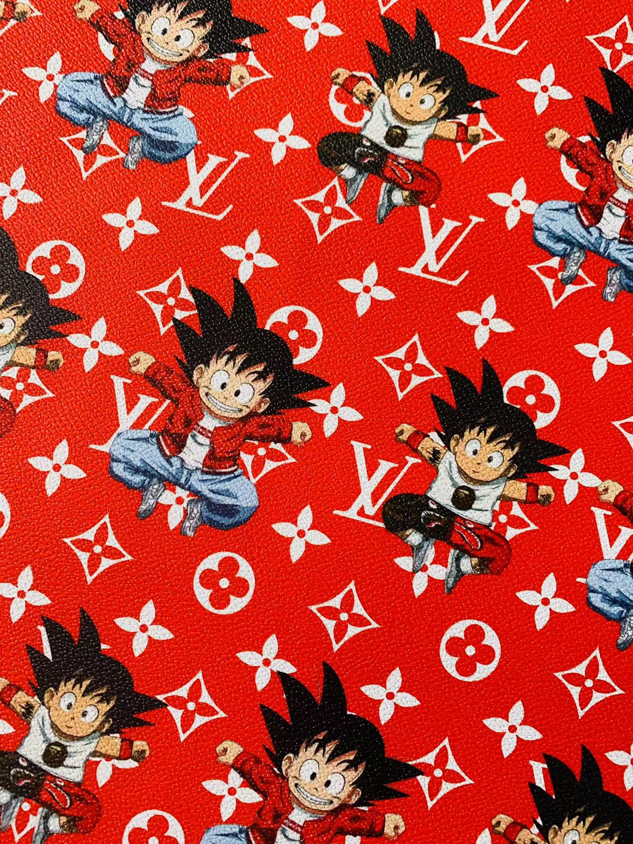 New Cartoon Design Son Goku With LV Leather Fabric For Handicrafts