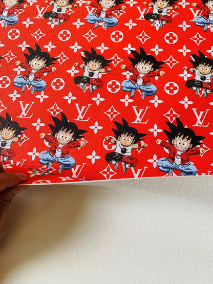 New Cartoon Design Son Goku With LV Leather Fabric For Handicrafts