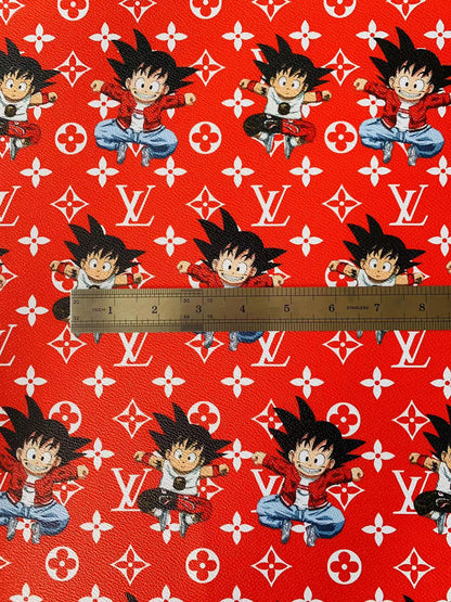 New Cartoon Design Son Goku With LV Leather Fabric For Handicrafts