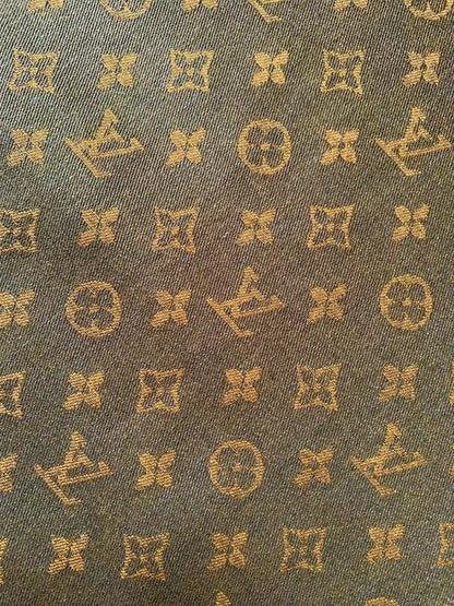 Craft  Brown LV Jacquard Denim Cloth Fabric For Handmade Apparel