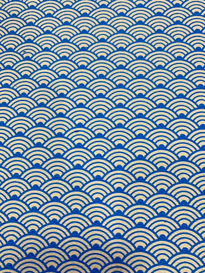 Fashion Sky Blue and Brown Wave Design Leather Fabric For Handmade Goods