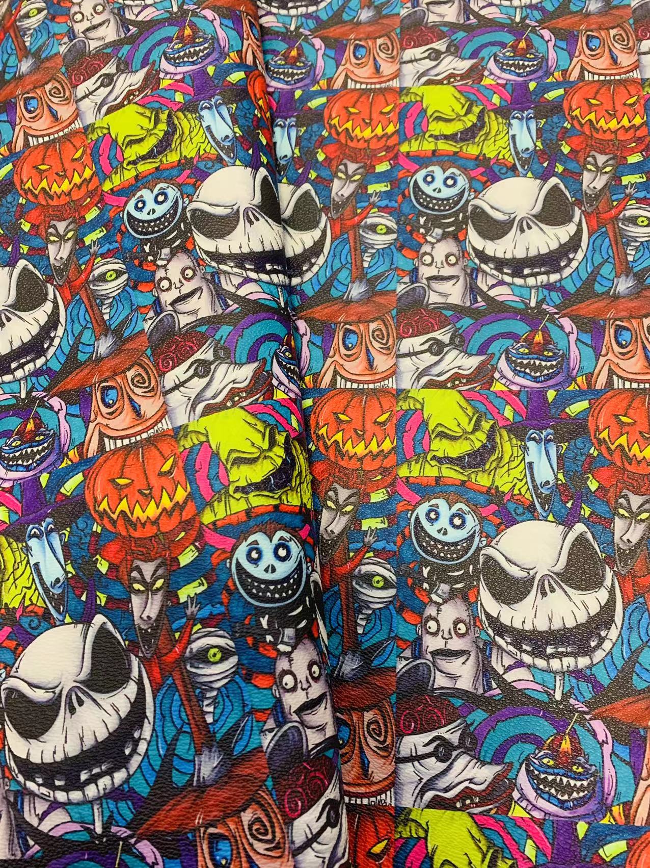 New Fashion 13x18CM Halloween Design Leather Fabric For Handmade Shoes , Sneakers and Handicrafts By Yard