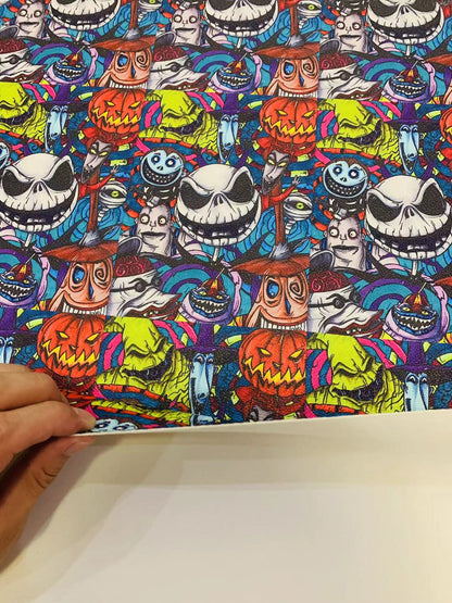 New Fashion 13x18CM Halloween Design Leather Fabric For Handmade Shoes , Sneakers and Handicrafts By Yard