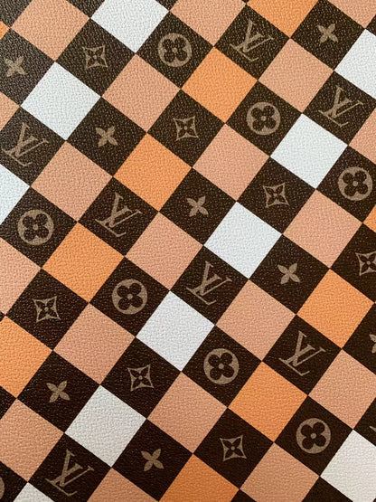 Tianchao Store New Plaid Design LV Leather Fabric For Handmade Handicraft Goods