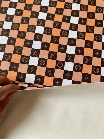 Tianchao Store New Plaid Design LV Leather Fabric For Handmade Handicraft Goods