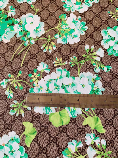 Classic Gucci Leather Case Fabric,Handmade Bag Fabric,Hand-made Shoes Fabric(Green Flower)