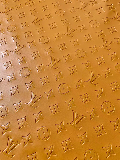 Napa Material Tan Embossed LV Leather For Upholstery Apparel Furniture Handicraft Goods