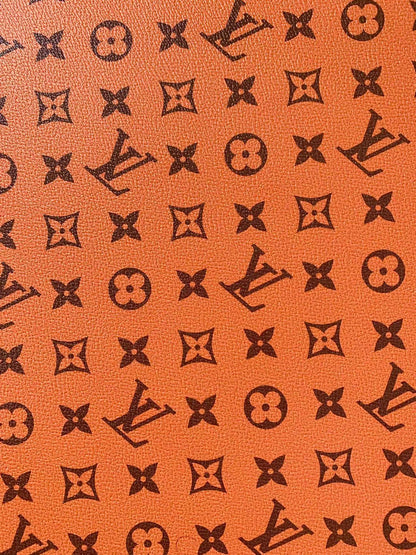 Classic Orange LV vinyl crafting leather fabric For Handmade Shoes ,Bags and DIY Handicrafts By Yard