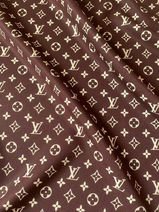 Craft Brown LV Cotton With Polyester Cloth Fabric For DIY Handicraft Apparel