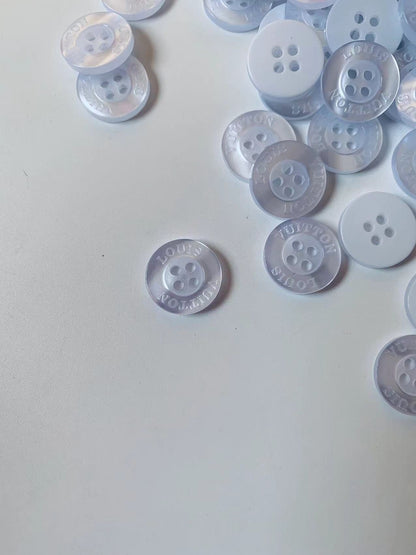 Craft Louis Vuitton 15MM  Resin Material Handicraft White Button For Apparel