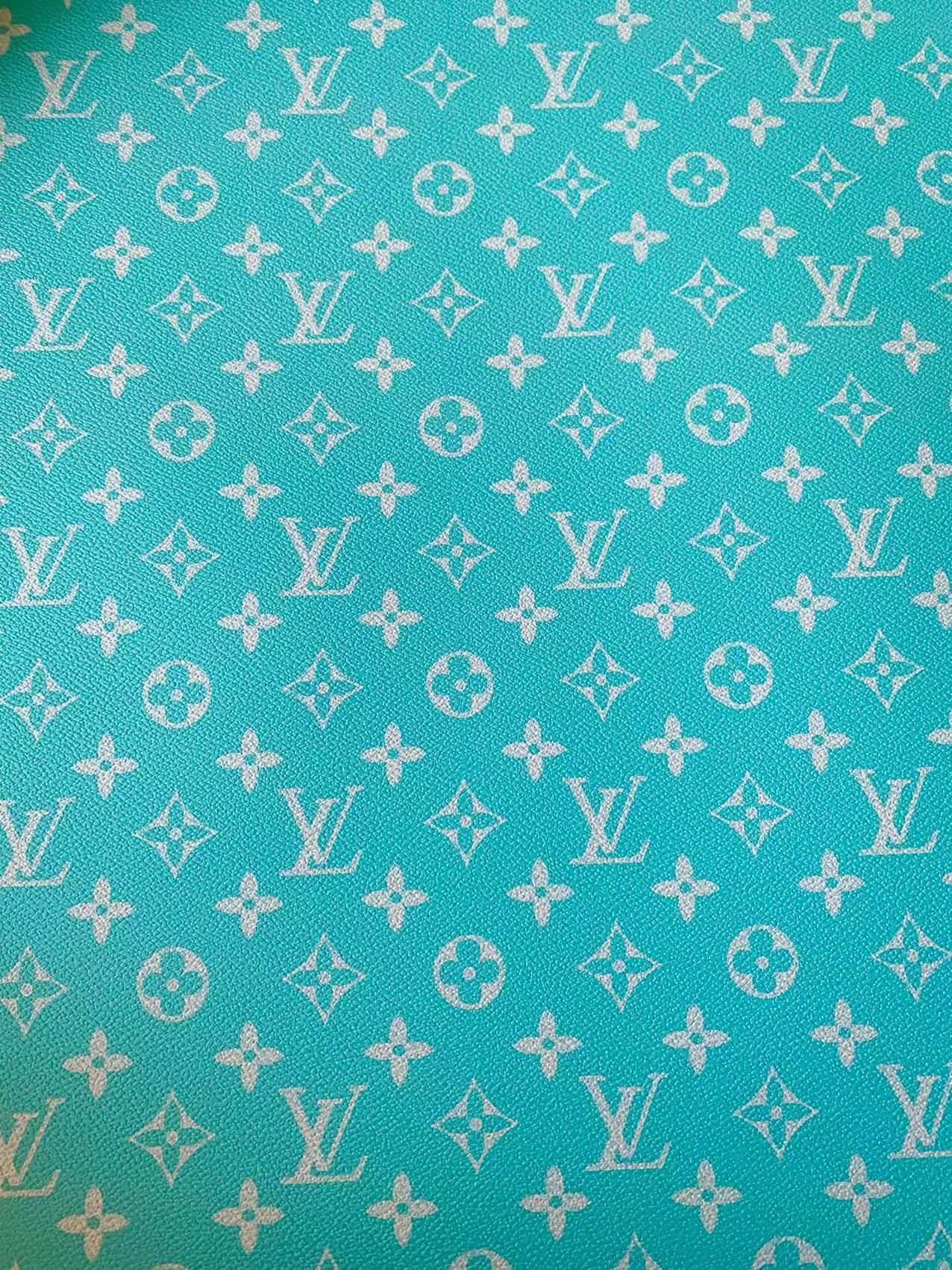 Classic Bright Blue LV Vinyl leather fabric  For Handmade Handicraft Goods