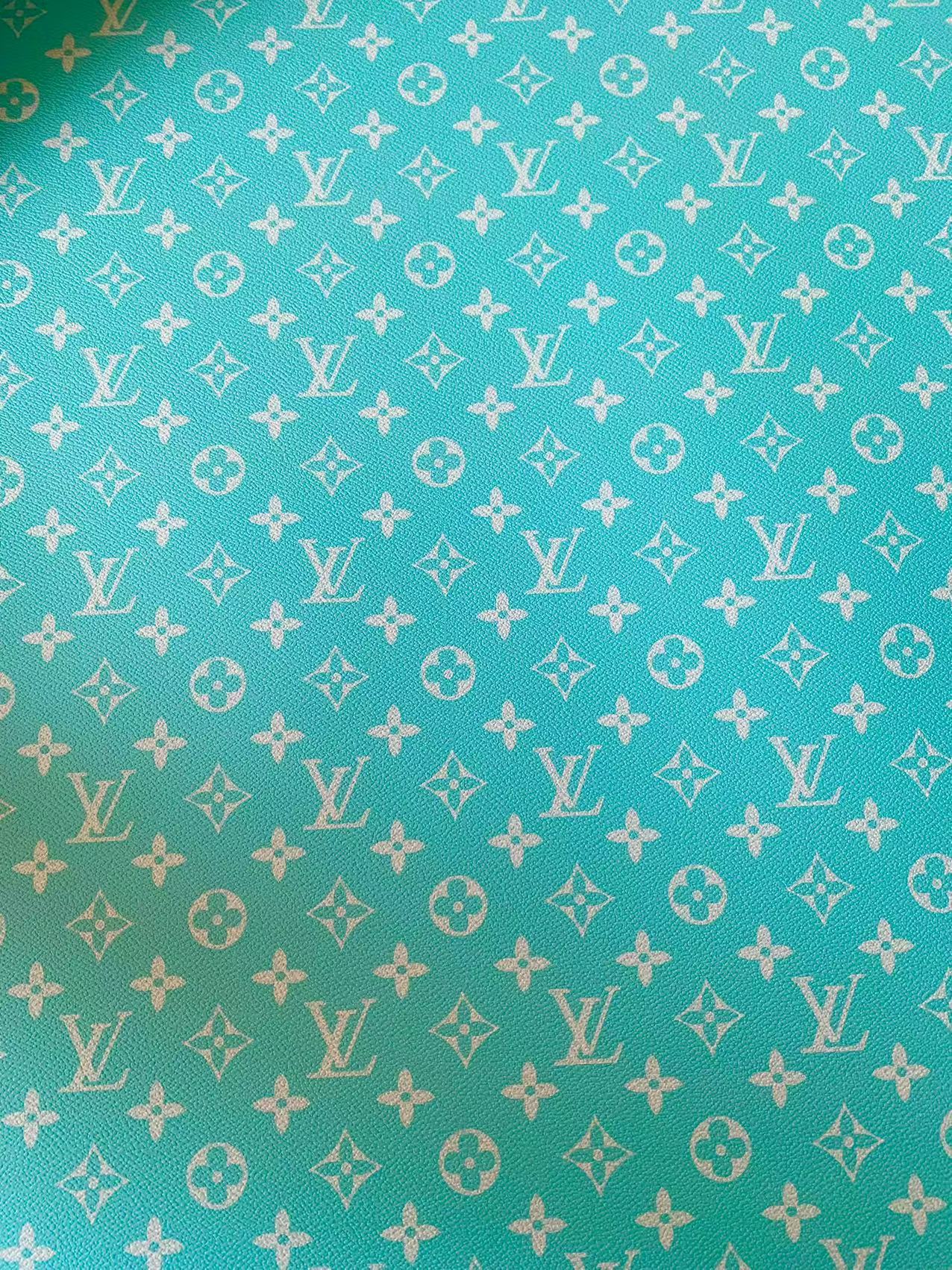 Classic Bright Blue LV Vinyl leather fabric  For Handmade Handicraft Goods