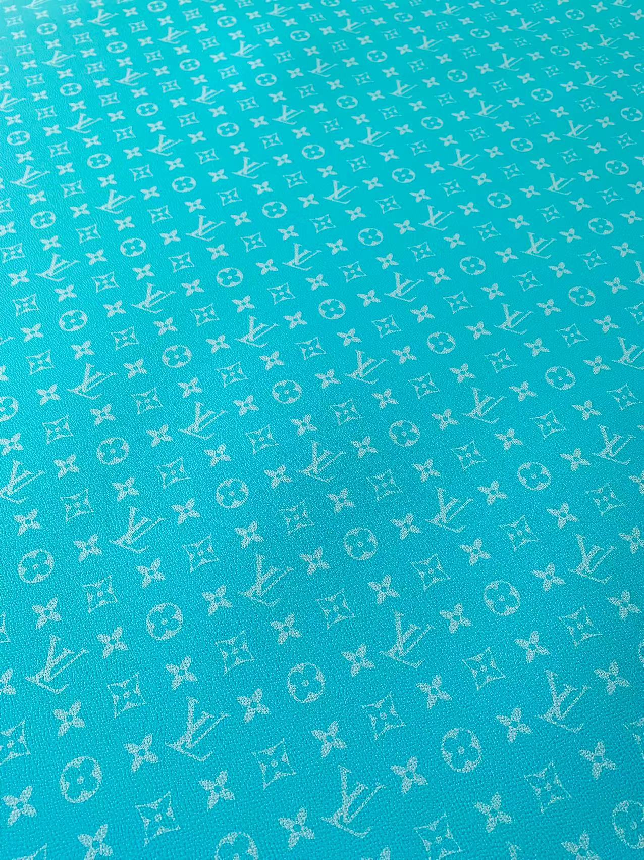 Classic Bright Blue LV Vinyl leather fabric  For Handmade Handicraft Goods