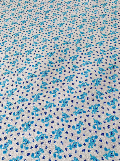 Fashion Craft Blue Dog Cartoon Leather Fabric For Handmade Handicraft Goods By Yard