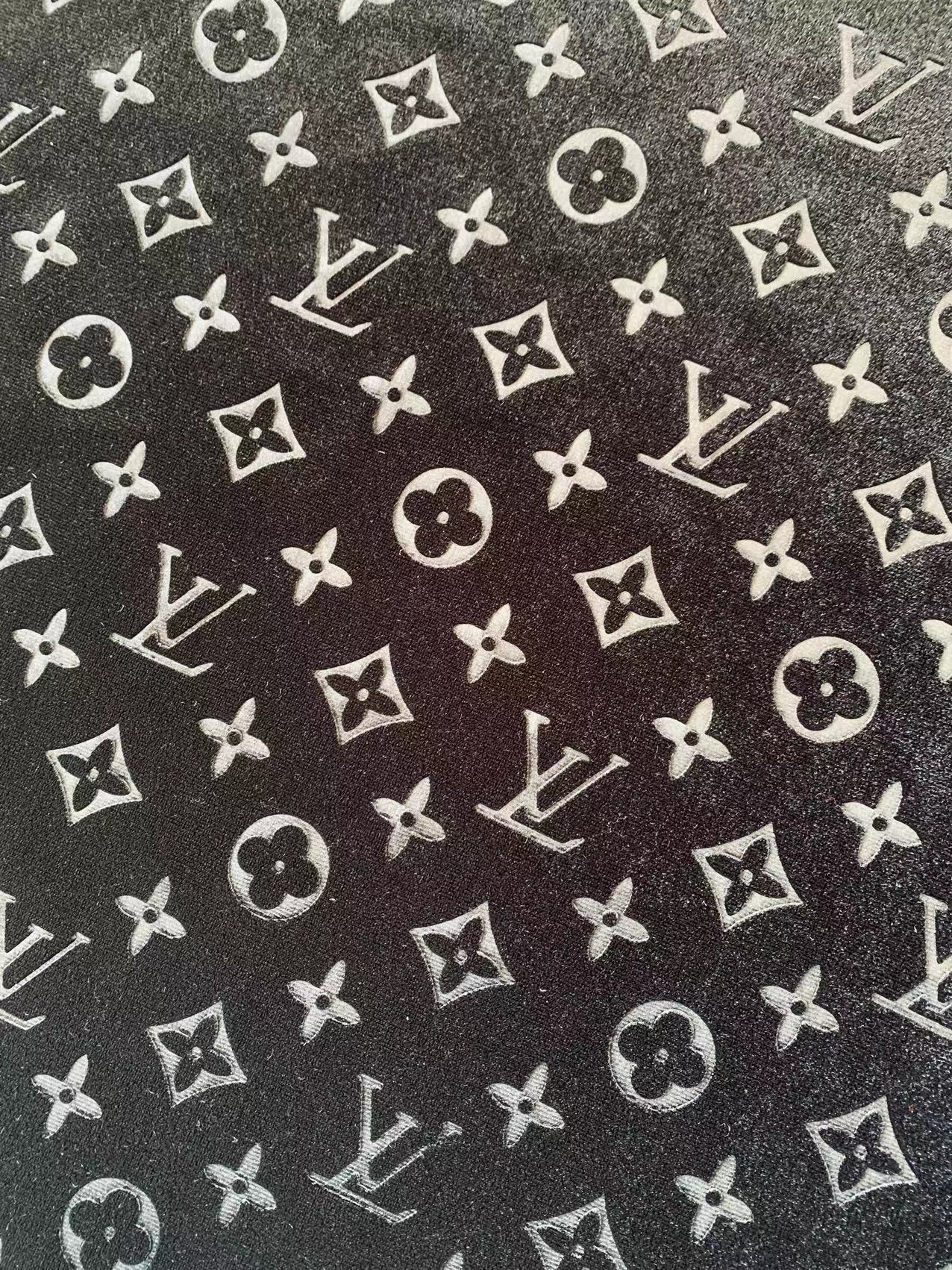 Popular Luxury LV Knitting Velvet Fabric For Handmade Sneaker,Car Upholstery and Apparel By Yard(Black)