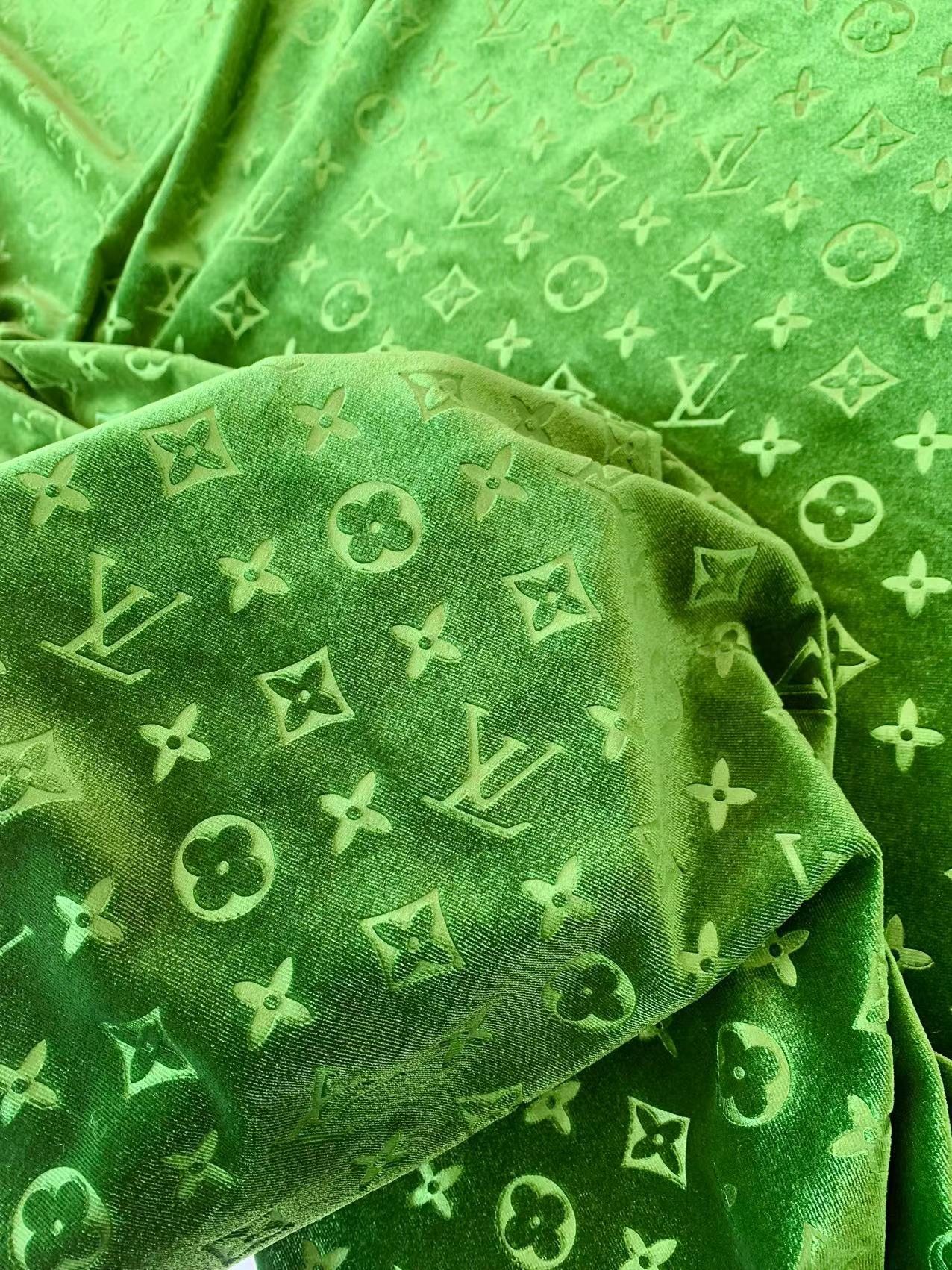 Popular Luxury LV Knitting Velvet Fabric For Handmade Sneaker,Car Upholstery and Apparel By Yard(Green)