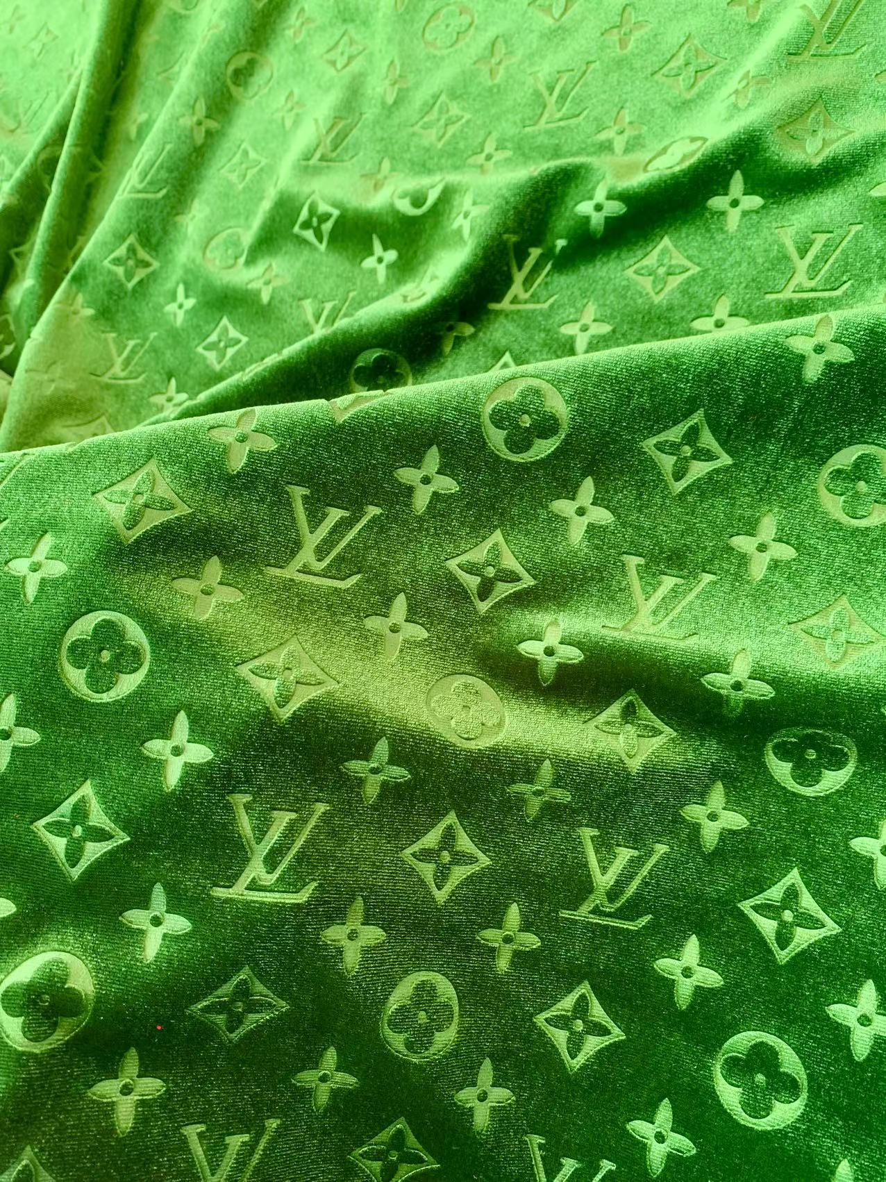 Popular Luxury LV Knitting Velvet Fabric For Handmade Sneaker,Car Upholstery and Apparel By Yard(Green)