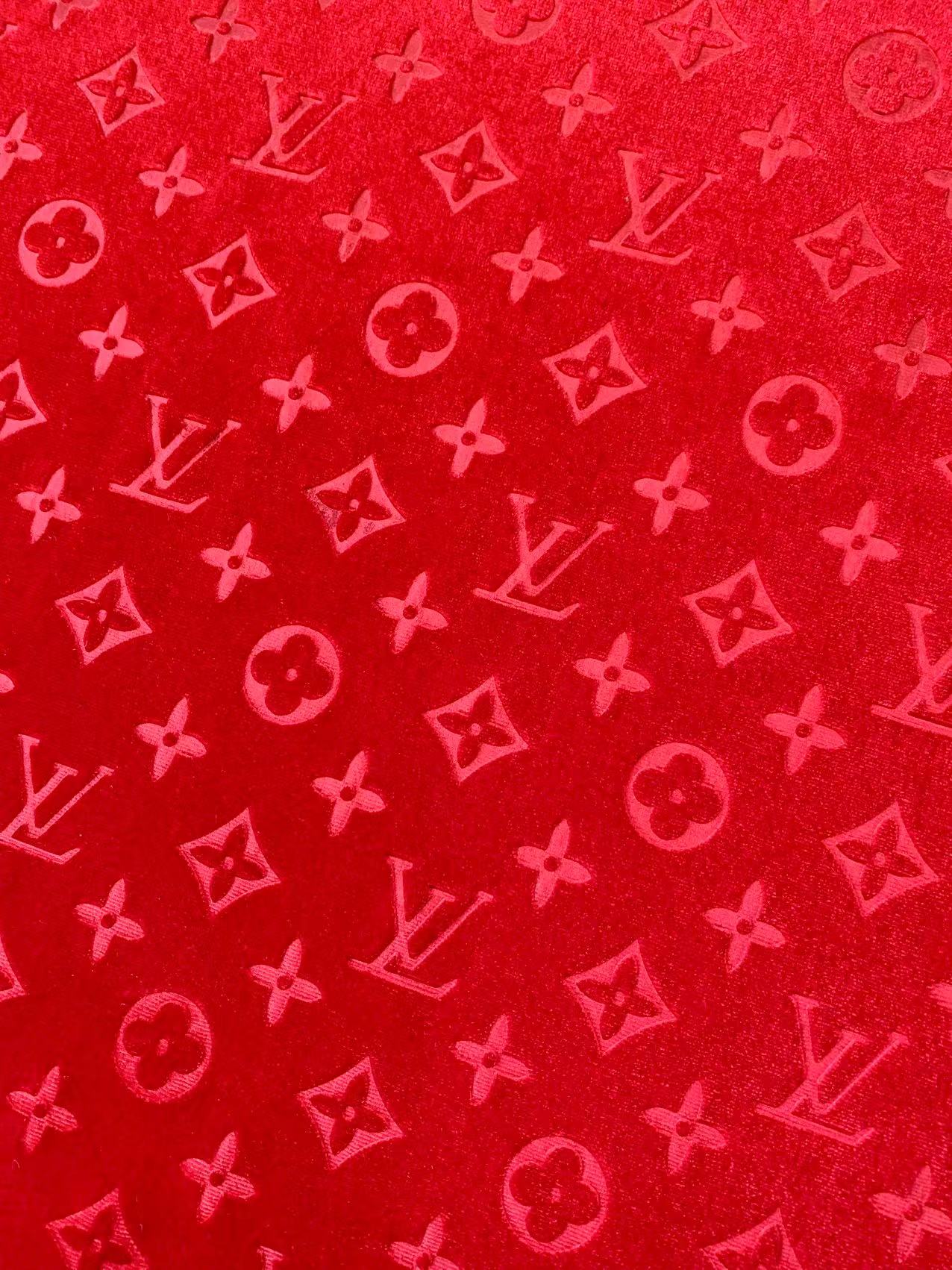 Popular Luxury LV Knitting Velvet Fabric For Handmade Sneaker,Car Upholstery and Apparel By Yard (Red)