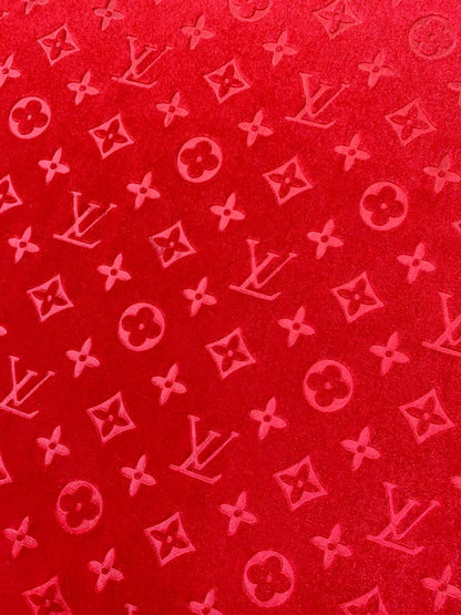 Popular Luxury LV Knitting Velvet Fabric For Handmade Sneaker,Car Upholstery and Apparel By Yard (Red)