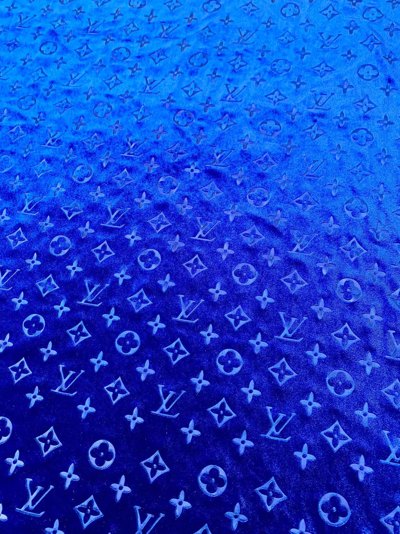 Popular Luxury LV Knitting Velvet Fabric For Handmade Sneaker,Car Upholstery and Apparel By Yard(Navy Blue)