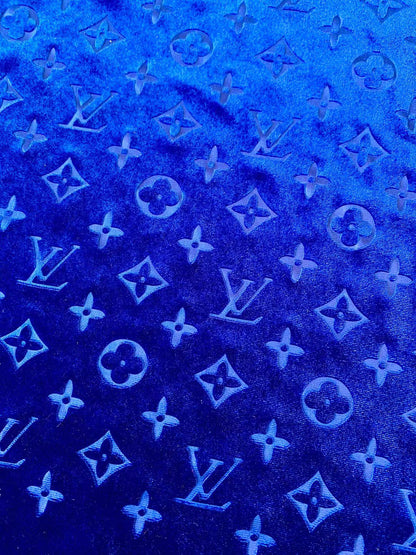 Popular Luxury LV Knitting Velvet Fabric For Handmade Sneaker,Car Upholstery and Apparel By Yard(Navy Blue)