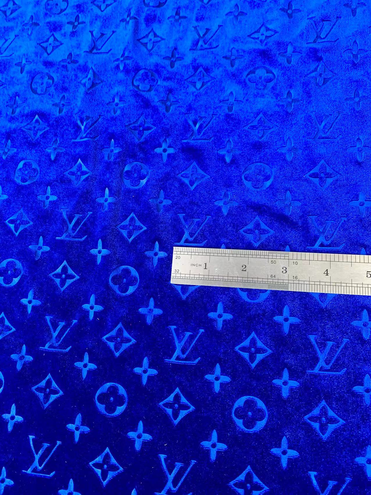 Popular Luxury LV Knitting Velvet Fabric For Handmade Sneaker,Car Upholstery and Apparel By Yard(Navy Blue)