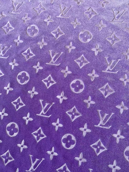 Popular Luxury LV Knitting Velvet Fabric For Handmade Sneaker,Car Upholstery and Apparel By Yard(Purple)